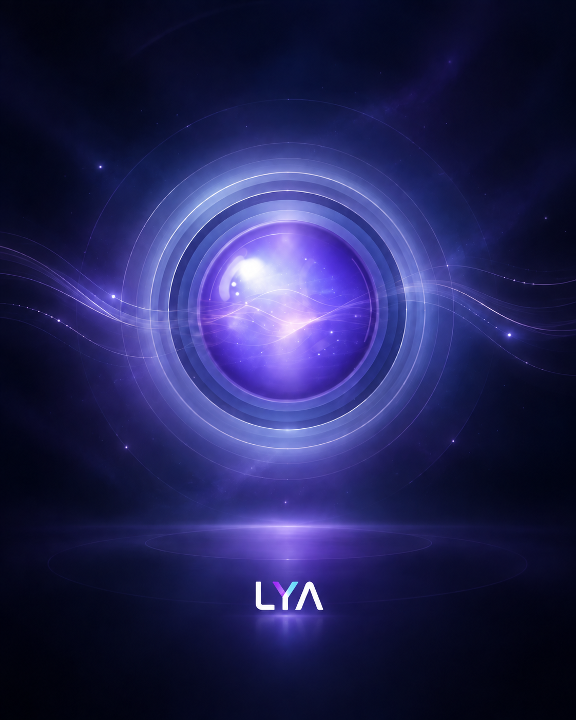 Orbe lumineuse violette utilisée dans l’univers visuel de LYA.