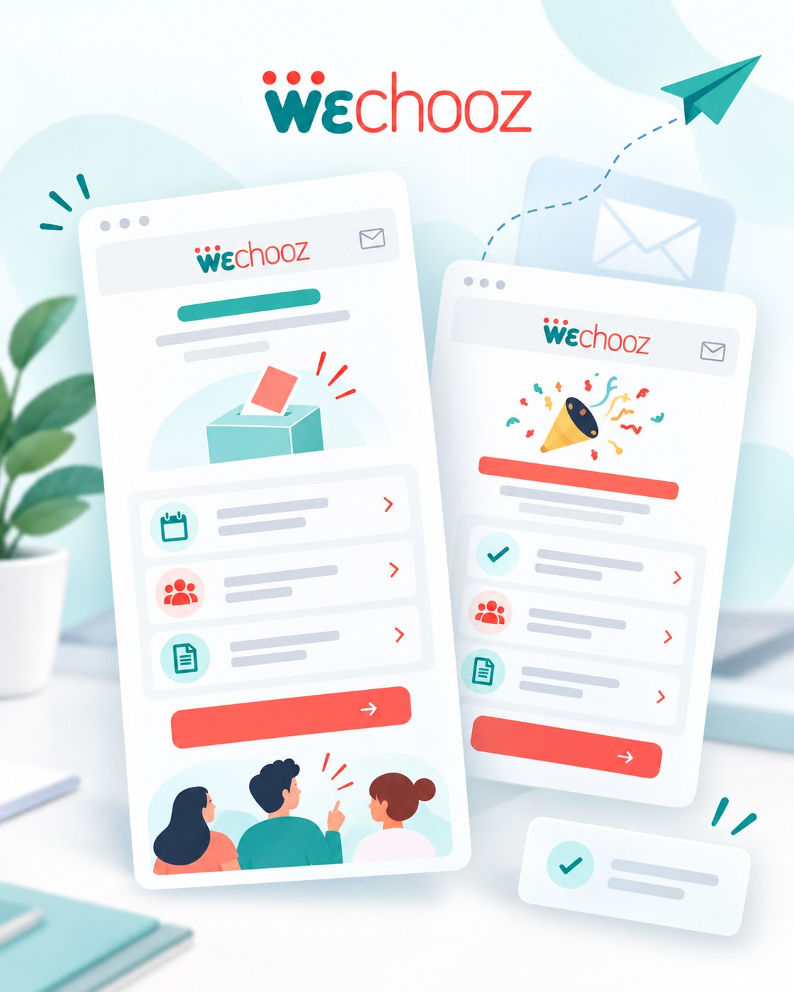 Illustration WeChooz de deux emailings consacrés aux élections du CSE.